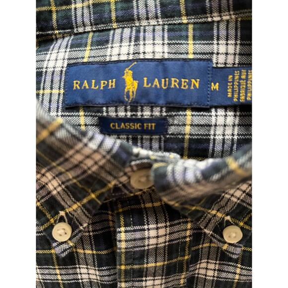 Ralph Lauren Classic Fit Men's Dress Shirt M Blue White Yellow Plaid A+ - Picture 4 of 4